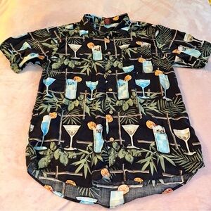 Junction West black Hawaiian short sleeve button down shirt with cocktails L